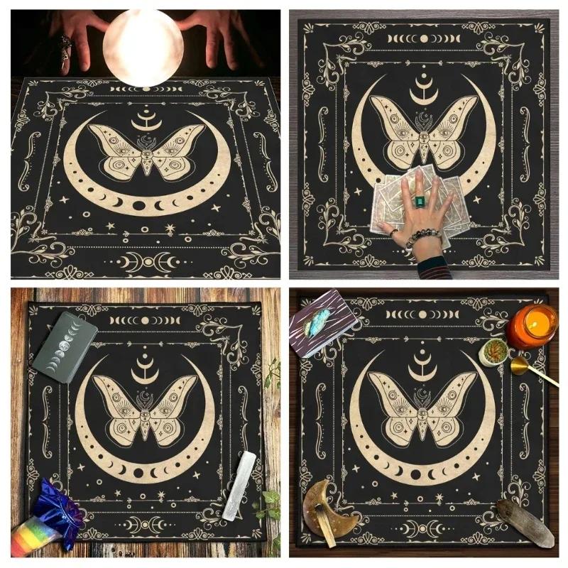 Mystical Moon Butterfly Flower Tarot Tablecloth Divination Altar Cloth Board Game Mat