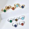 Oval Semi-Precious Stone Open Ring - Titanium Steel Non-Fading Fashion Ring for Women