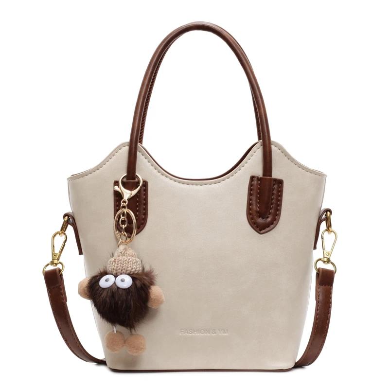 Женская сумка через плечо в стиле ретро, осенне-зимняя, универсальная, новая, вместительная, премиум-класса, переносная сумка-ведро, модная сумка через плечо