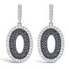 [L7689] - Silver Earrings 'Sissi' Black White (rhodium-plated) - 269x12 Mm