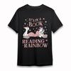 Men's Soft Fashion T-Shirt Reading Woman Book Tee Black Cotton Short Oversize