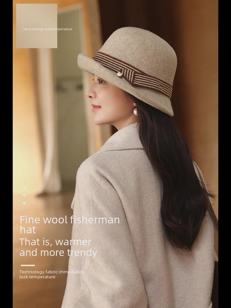 2023 Korean Style Women's Wool Felt Basin Hat - Autumn/Winter Fashion