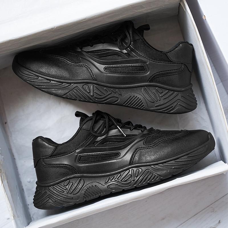 Мужская обувь Новая платформа Мужская Легкая Однотонные Повседневные Кроссовки Модные Трендовые Черные На толстой подошве Мужские Вулканизированные туфли Студенческие