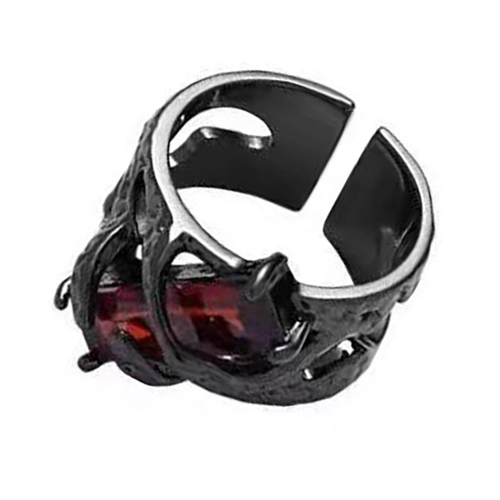 Кольцо из готического кристалла и жидкого металла, необычное, черное, шип, лава, регулируемое, цирконовое, открытое, ювелирное украшение для ценителей моды