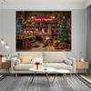 1 piece, Santa Claus toy store background cloth - holiday atmosphere photography background
