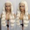 AIMEYA Platinum Blonde Lace Front Wig for Women Girls Long Body Wave Heat Resistant Synthetic Lace Wigs Daily Use Cosplay Party