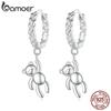 925 Sterling Silver Braided Texture Twisted Ear Buckles Silver Bear Drop Earrings for Women Christmas Gift Jewelry