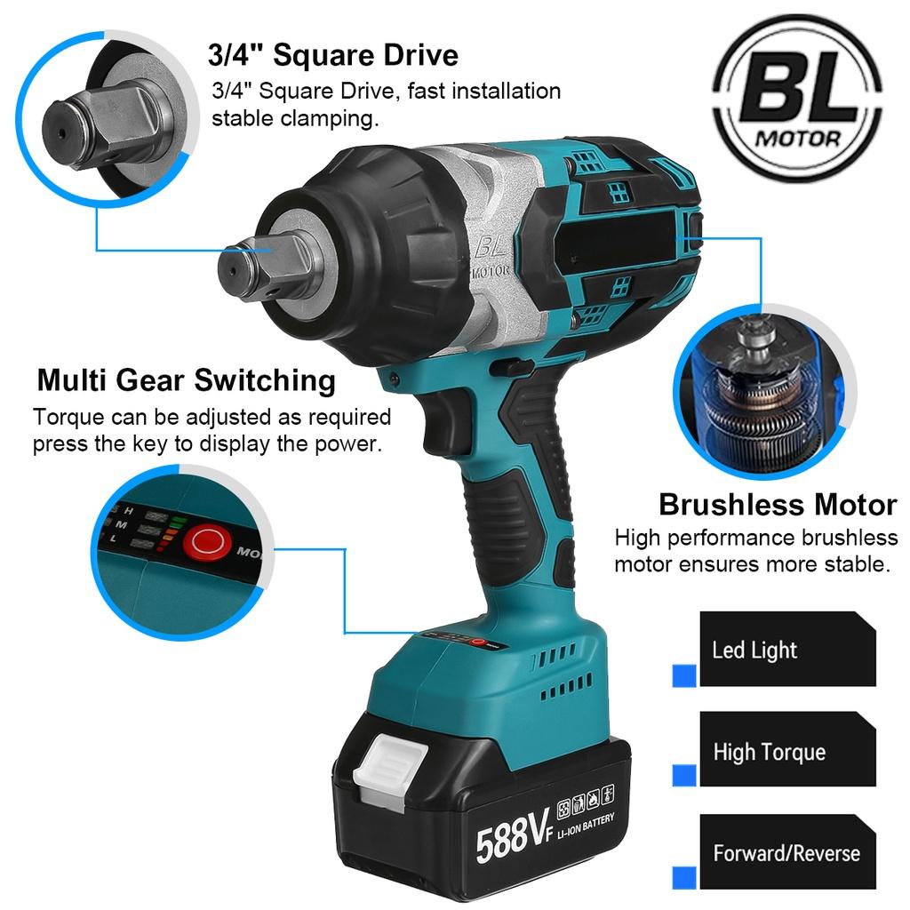 588VF 3/4 дюйма Высокомоментный Бесщеточный Электрический Ударный Гайковерт 2100 Н.м Инструмент Ударный Шуруповерт для Ремонта Легковых и Грузовых Автомобилей для Аккумулятора 18 В