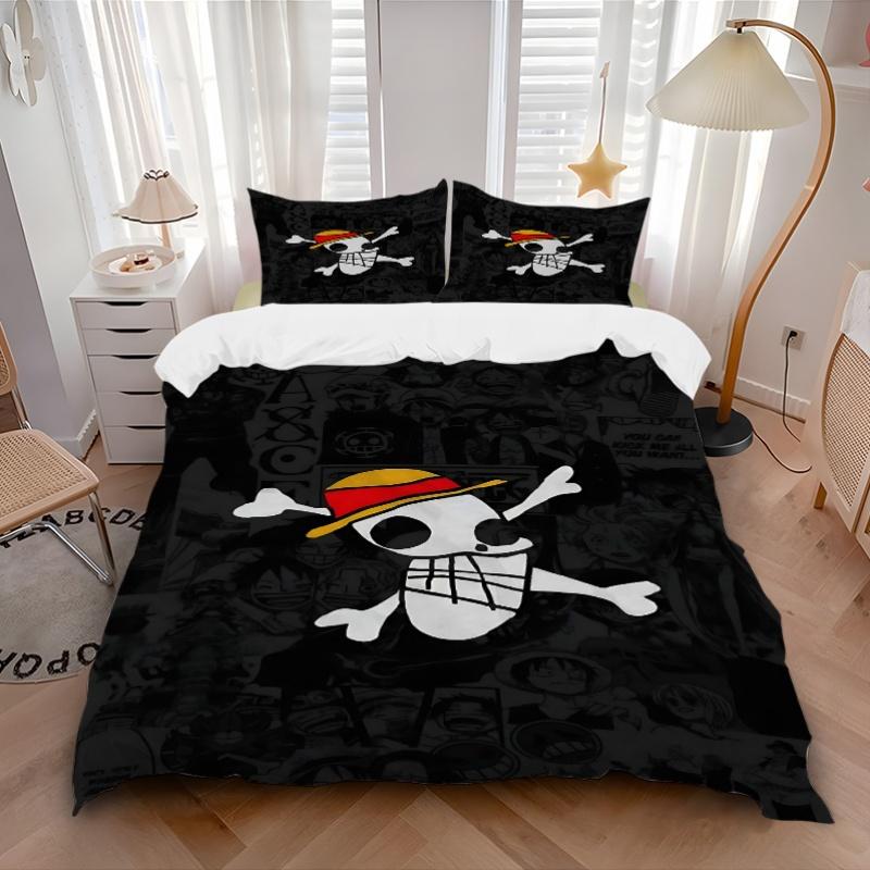 3pcs bedding set ONE PIECE Skull Includes 1 Comforter + 2 Pillowcases, Without Pillow Inserts, Soft Comfortable, Lightweight Breathable, Pri
