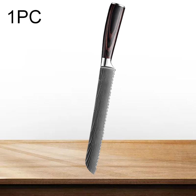 Professional Bread Knife Cheese Toast Knife 8 Inch Damascus Pattern Knives Wood Handle Stainless Steel Slicing Chef Kitchen