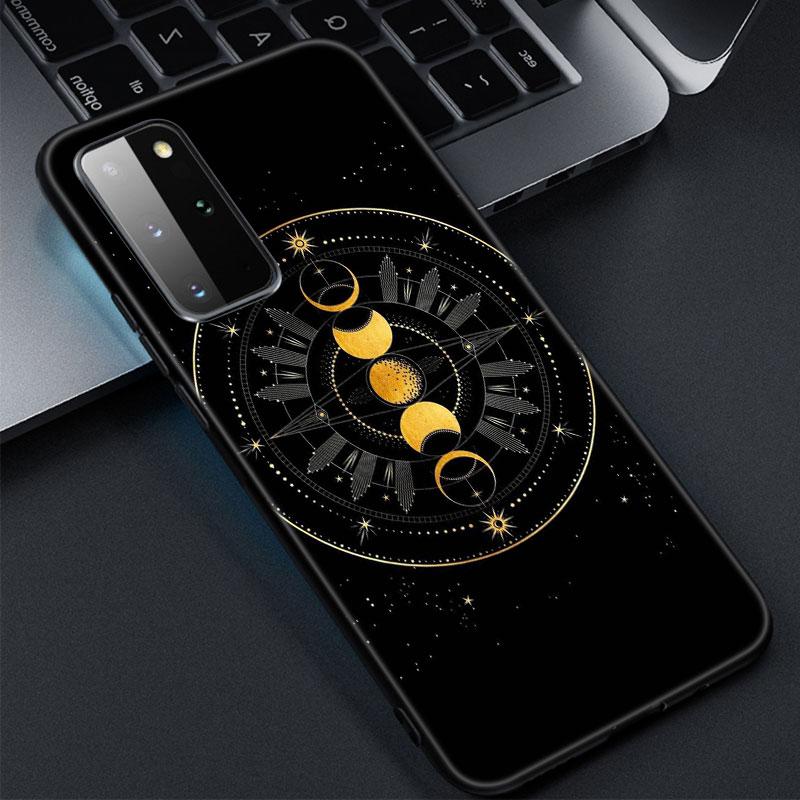 Witches Moon Tarot Mystery Totem Phone Case For Samsung Galaxy S22 Pro S21 S20 Ultra FE S10 Lite S9 S8 Plus S10E 5G Black Cover