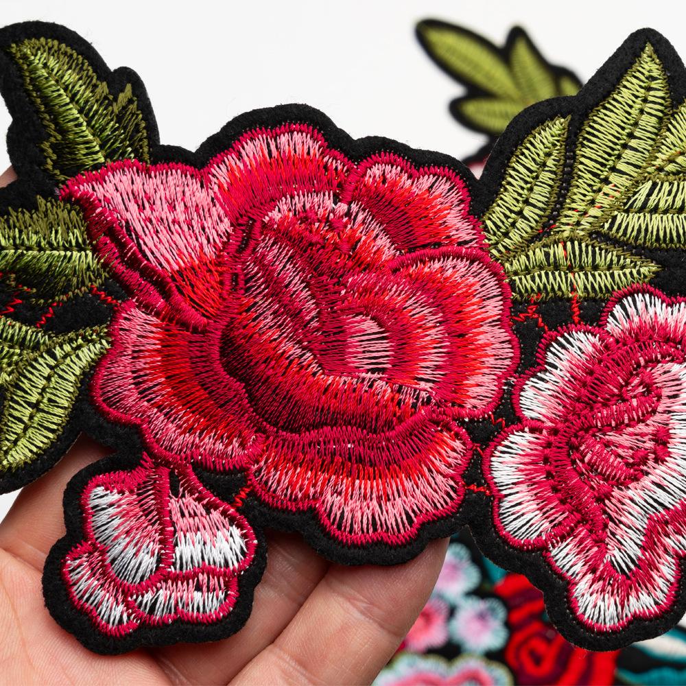 Large Rose Flower Pair Boutique Embroidery Cloth Sticker Chinese Style Coat Coat Clothes Embroidery Patch Diy