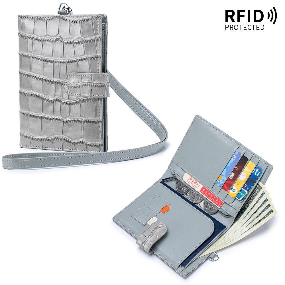Дорожная сумка для паспорта из кожи с тиснением под крокодила, блокирующая RFID, Унисекс кошелек для паспорта с отделениями для карт, карманом для наличных и застежкой на кнопку