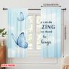 2pcs 2D flat printing Drapes Beautiful Blue Butterflies Amazing Things Fabric Without Electricity All Season Party & Holiday