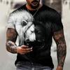 Fashion Men's Round Neck Short Sleeve T-shirt 3D Printed Colorful Hidden Wolf Tee Men's Casual Sport Short Sleeve Streetwear Top