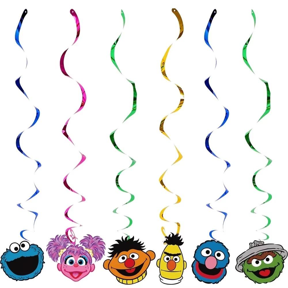 Cartoon Sesames-Streets Theme Cute ELMO COOKIE BIG BIRD Birthday Party Decoration Backdrop Balloons Cake Topper Banner For Kids
