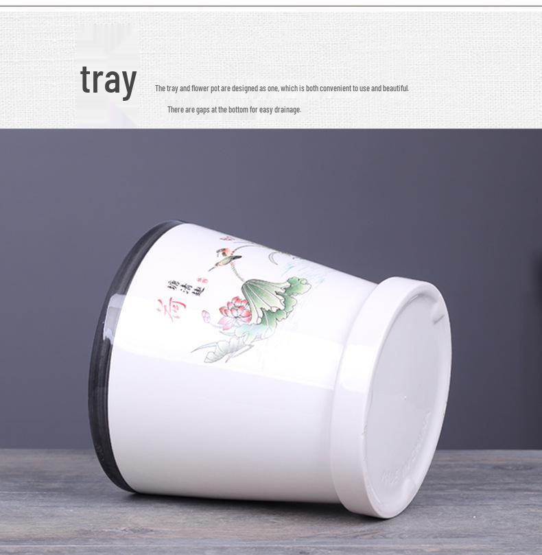 2025 Большой керамический цветочный горшок с поддоном для балкона и гостиной - Орхидея и Суккуленты в стиле альбома