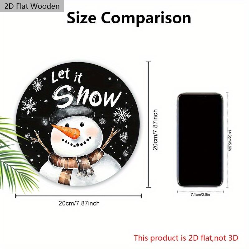 Рождественская деревянная табличка с очаровательным узором снеговика - Круглая табличка "Пусть идет снег" для входной двери, настенный декор - Идеальное рождественское украшение