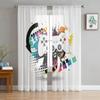 Switch Game Console White Gamepad Voile Curtain For Bedroom Tulle Window Curtain For Living Room Sheer Curtains Blinds Drapes2Pc