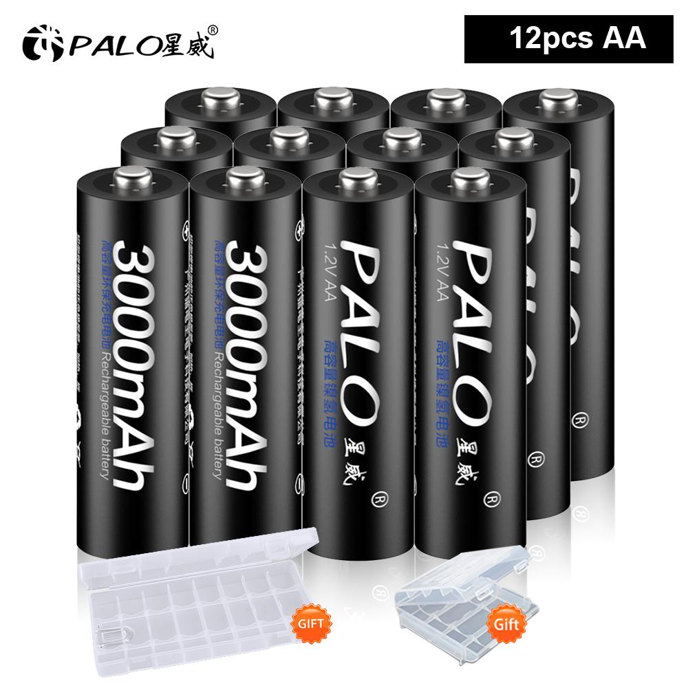 PALO AA and AAA Rechargeable Batteries 3000mAh NI-MH AA Battery LR6 1100mAh AAA LR3+LCD USB USB Charger for 1.2V AA AAA Battery
