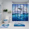 Polyester 3D Digital Printing Shower Curtain Waterproof Shower Curtain New Dolphin Non-Slip Mat Four-Piece Set