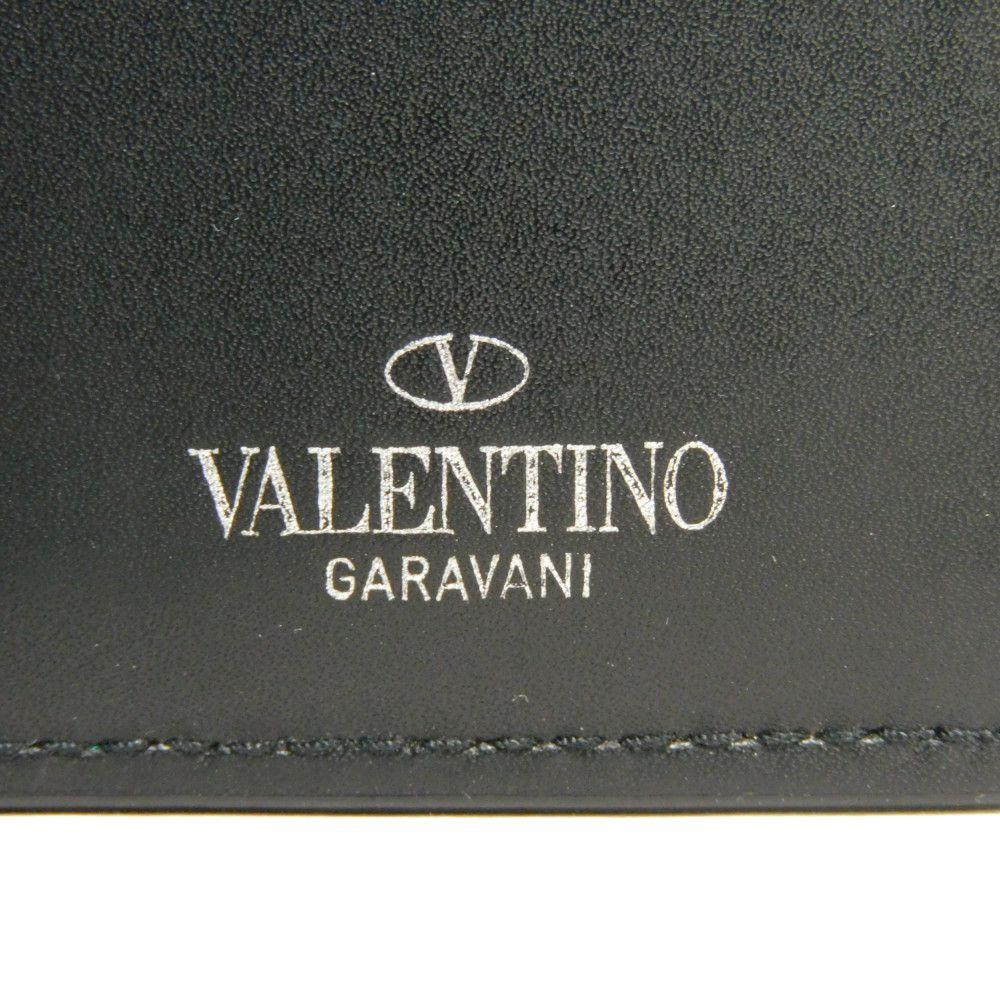 Used 8901 VLTN Logo Card Holder 2Y2P0576LVN 7946 Smooth Calfskin White Pass Case/Business Card Holder/Pass Case Black