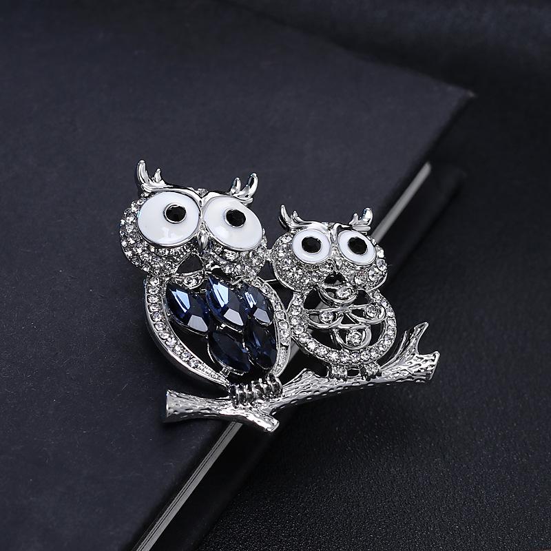 Милая винтажная брошь в виде совы, женская модная брошь в виде животного, нежная бриллиантовая булавка, мультяшные аксессуары