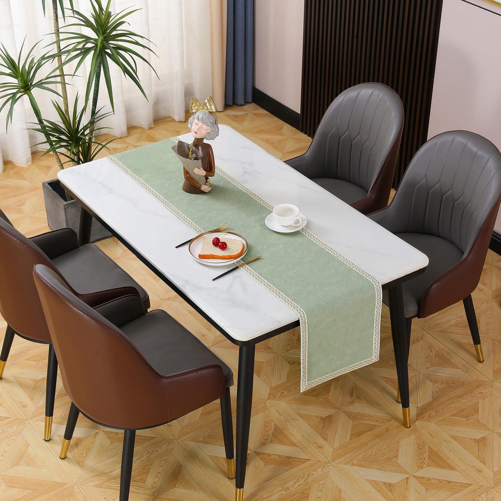 PU Leather Waterproof and Oil-proof Tablecloth Embossed Tablecloth Thickened Cloth Heat-insulating Light Luxury High-end Tablecloth