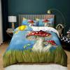 Mushroom Duvet Cover King Queen Size Magic Forest Colorful Cute Psychedelic Mushrooms Polyester Bedding Set for Kids Multicolor