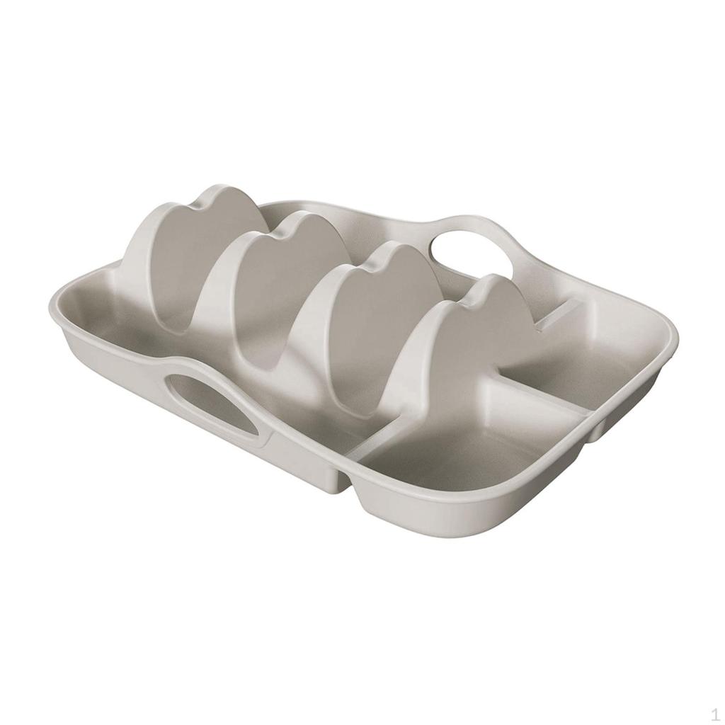 Silicone Taco Holder Platter Fit Dishwasher with Dividers Handles Tray Rack Dish for