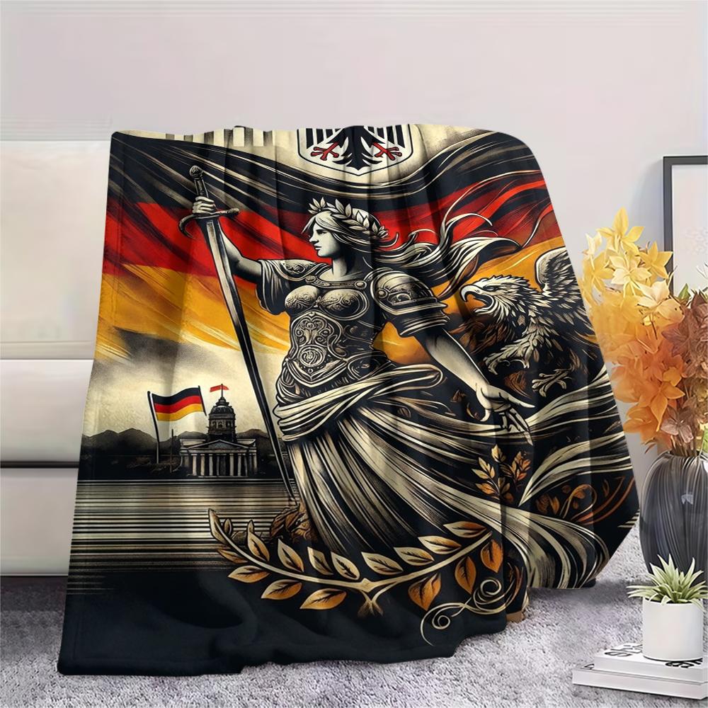 1PC German Empire Print Flannel Blanket, High quality Comfortable for All Seasons, Home Decor, Warmth and Comfort, Perfect for Christmas Gifts