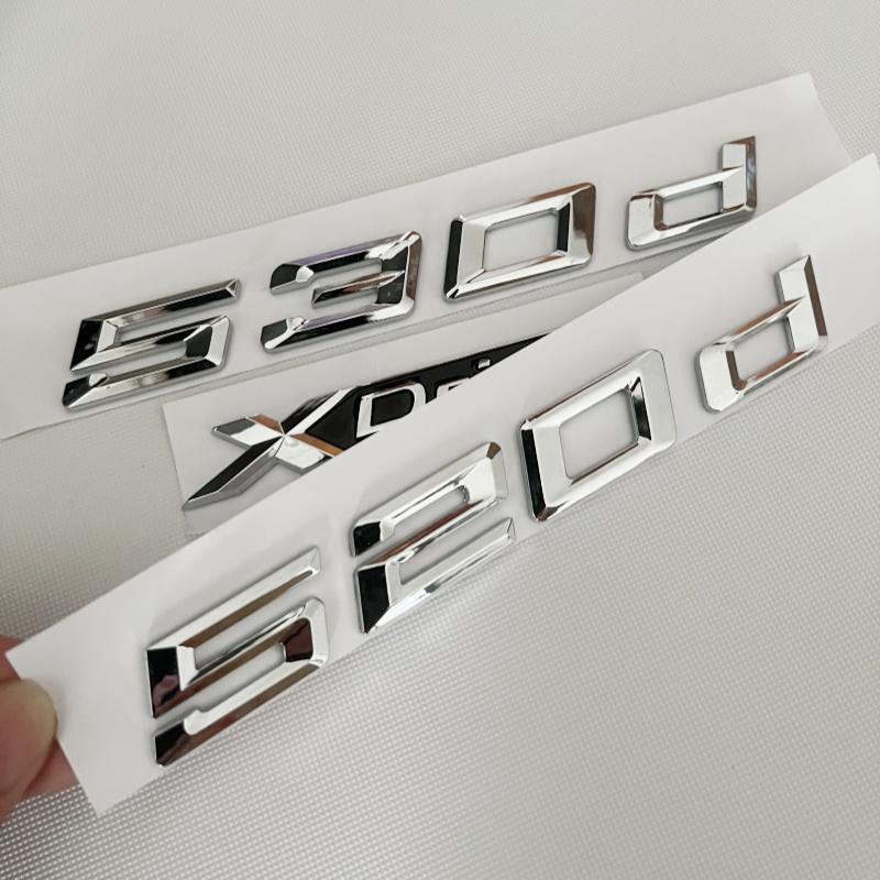 Chrome Logo 520d 530d Xdrive Emblem Stickers 3D Car Trunk Letters Badge Sticker For BMW 520d E60 E61 E39 F10 F07 G30 Accessories ya2