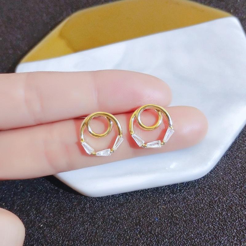 Круглые серьги-гвоздики с имитацией циркония, простые и маленькие летние серьги, высококачественные студенческие серьги для женщин