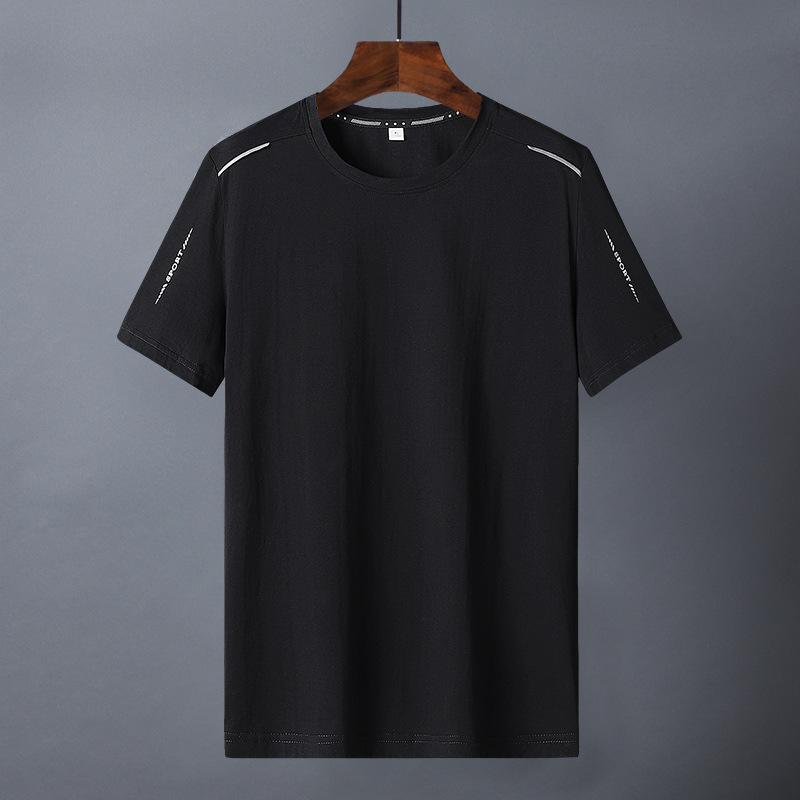 Футболка большого размера из хлопка с короткими рукавами для мужчин, летняя, повседневная, спортивная, с круглым вырезом, с короткими рукавами, свободная, модная и красивая