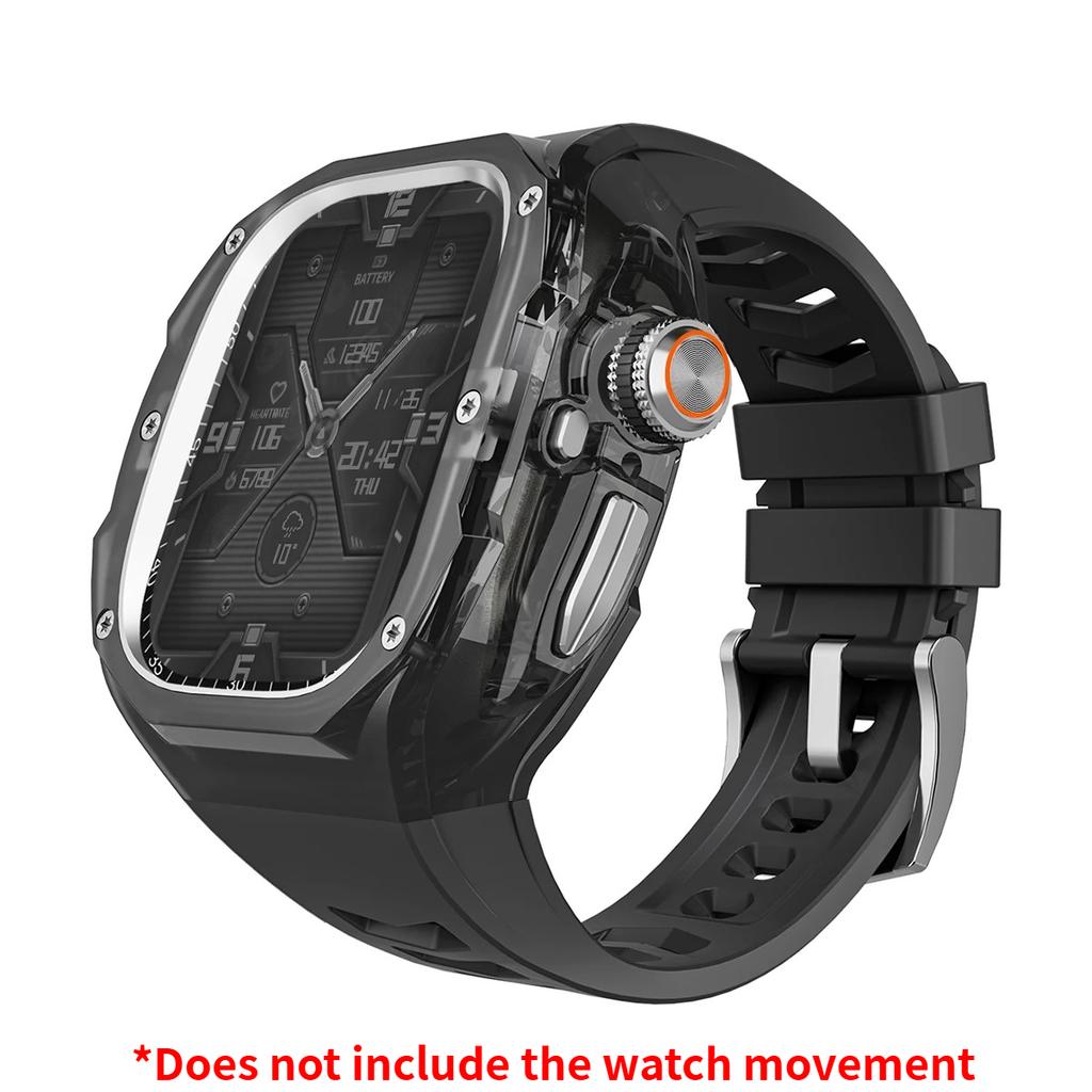 Роскошный мод-комплект для Apple watch Ultra 3/2/1 49 мм Спортивный резиновый ремешок+чехол для Iwatch ultra 49 мм Прозрачный ледяной чехол Комплект для переделки