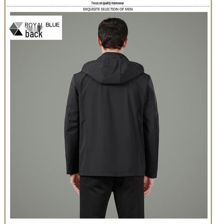 2025 Men's Mid-Aged High-End Hooded Jacket - Spring/Autumn Business Casual Dad Style Outerwear