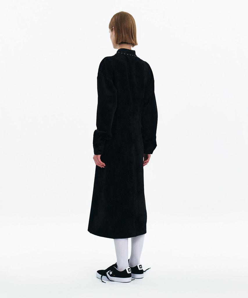 Yunse Studded Velvet Shirt Dress (Black)