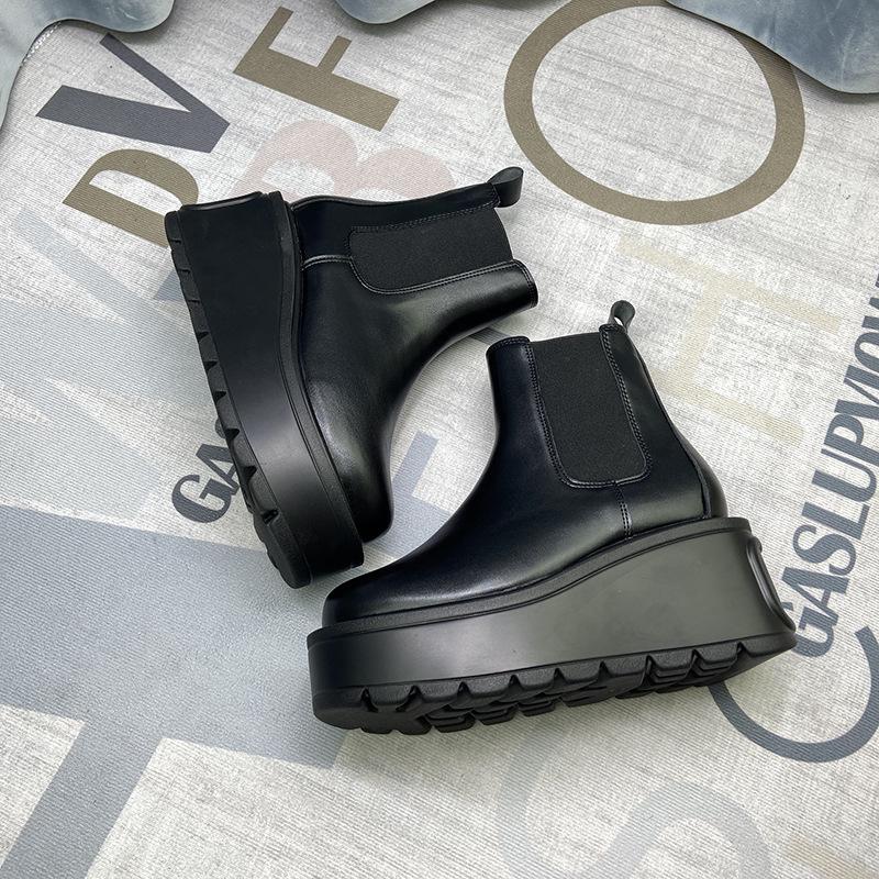 Модные Высококачественные Ботильоны на Платформе Зимние Новые Женские Туфли на Высоком Каблуке Дизайнерские Женские Мотоботы Леди Увеличивающие Рост