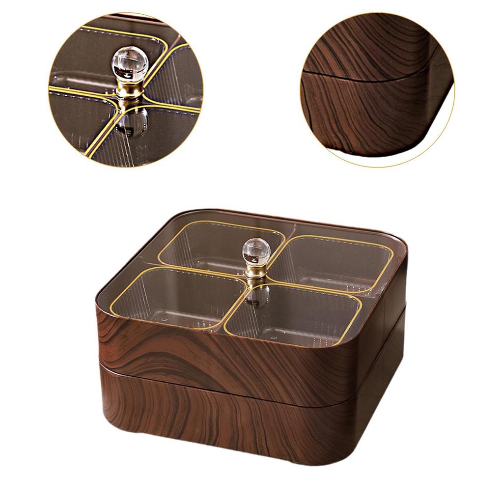 Divided Serving Tray with Lid Decorative Wood with Clear Lid Serving Platter