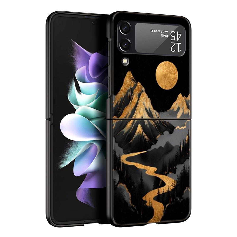 Абстрактный Рассвет в Горах Линия Чехол для Телефона Для Samsung Galaxy Z Flip3 Flip4 Flip5 Чехол Для Z Flip 3 4 5 6 7 Жесткая Складная Крышка