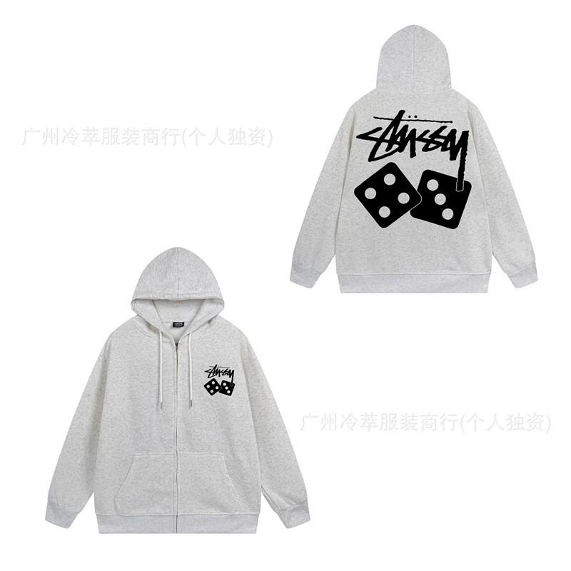 Unisex Hooded Zip-Up Fleece-Lined Sweatshirt With Letter Print Loose Fit Cotton Long Sleeve Men Women