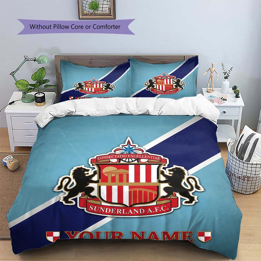 Custom Name Sunderland AFC2 Pattern Bedding Quilt Set Home Decoration Gift (1 * duvet cover + 2 * pillowcase without core)