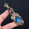 Neon Blue Apatite Gemstone Pure Copper Wire Wrapped Handmade Pendant Jewelry For Gift