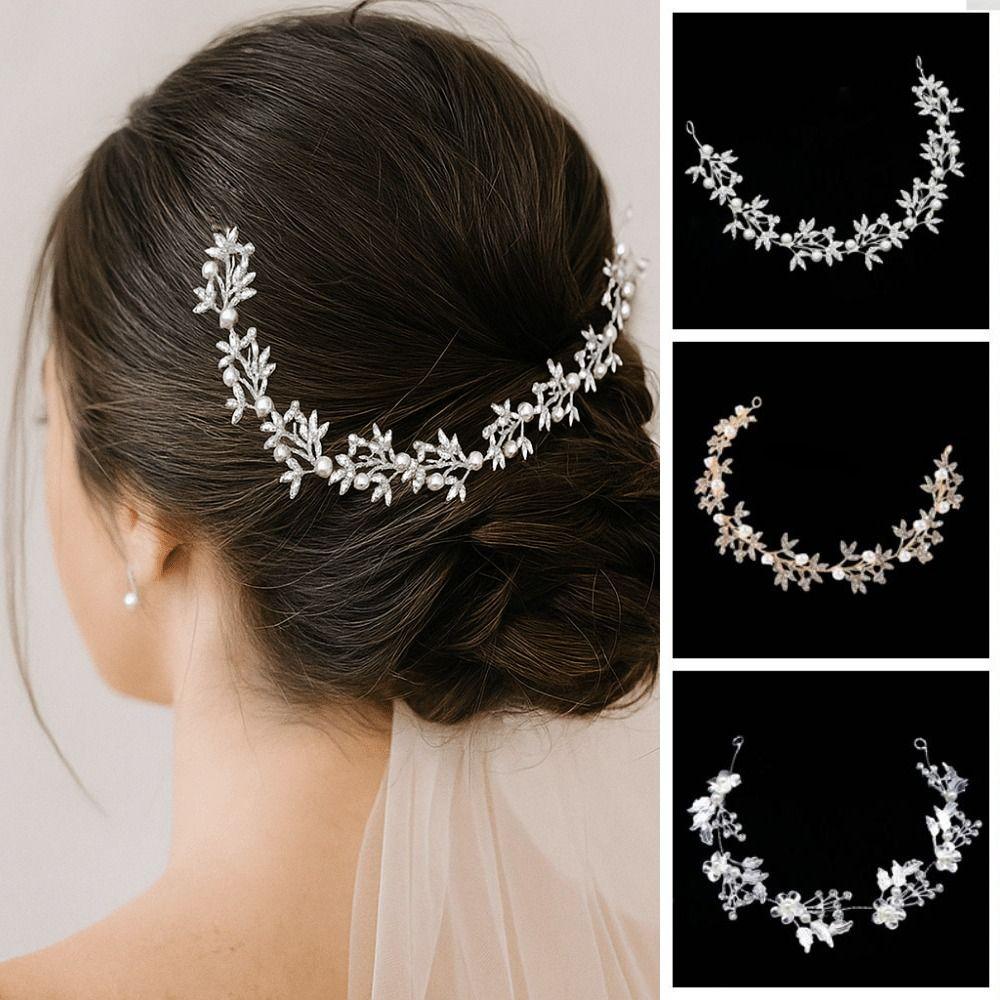 Crystal Crystal Pearl Hair Vine Shiny Wedding Headband Baroque Queen Crown  Women Hair Accessories