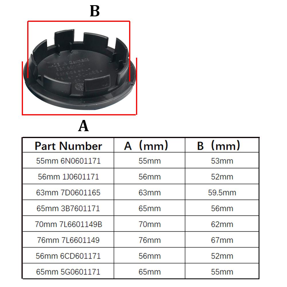 OPQ1 Car Wheel Center Hub Caps Cover 4pcs 55mm 56mm 65mm 70mm for VW Volkswagen Golf Polo Passat Touran CC B5 B6 B7 Jetta accessories
