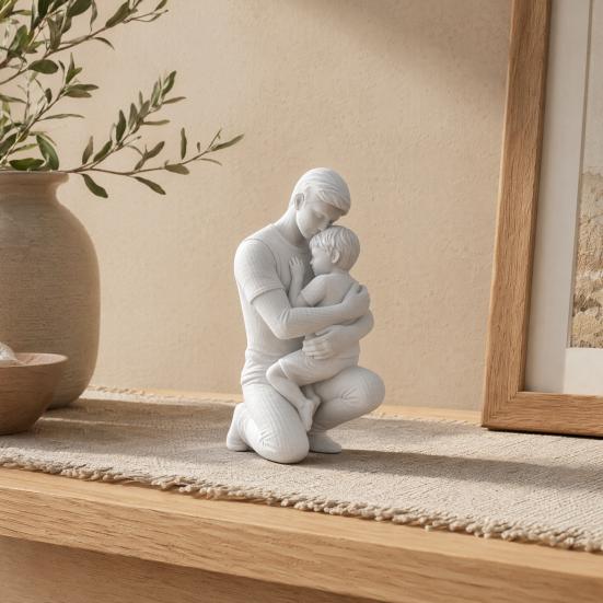 3D-печатные статуэтки отца и сына, обнимающиеся, Матовая белая настольная декорация для дома, Сентиментальный подарок папе от сына на День отца,