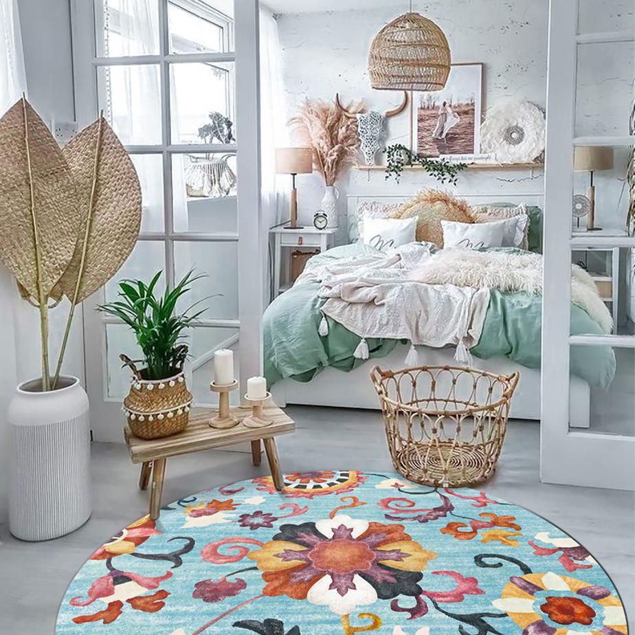 Декор гостиной в марокканском стиле Круглый ковер Ковры большой площади для спальни Дома Кресло-качалка Напольный коврик Моющийся ковер для гостиной