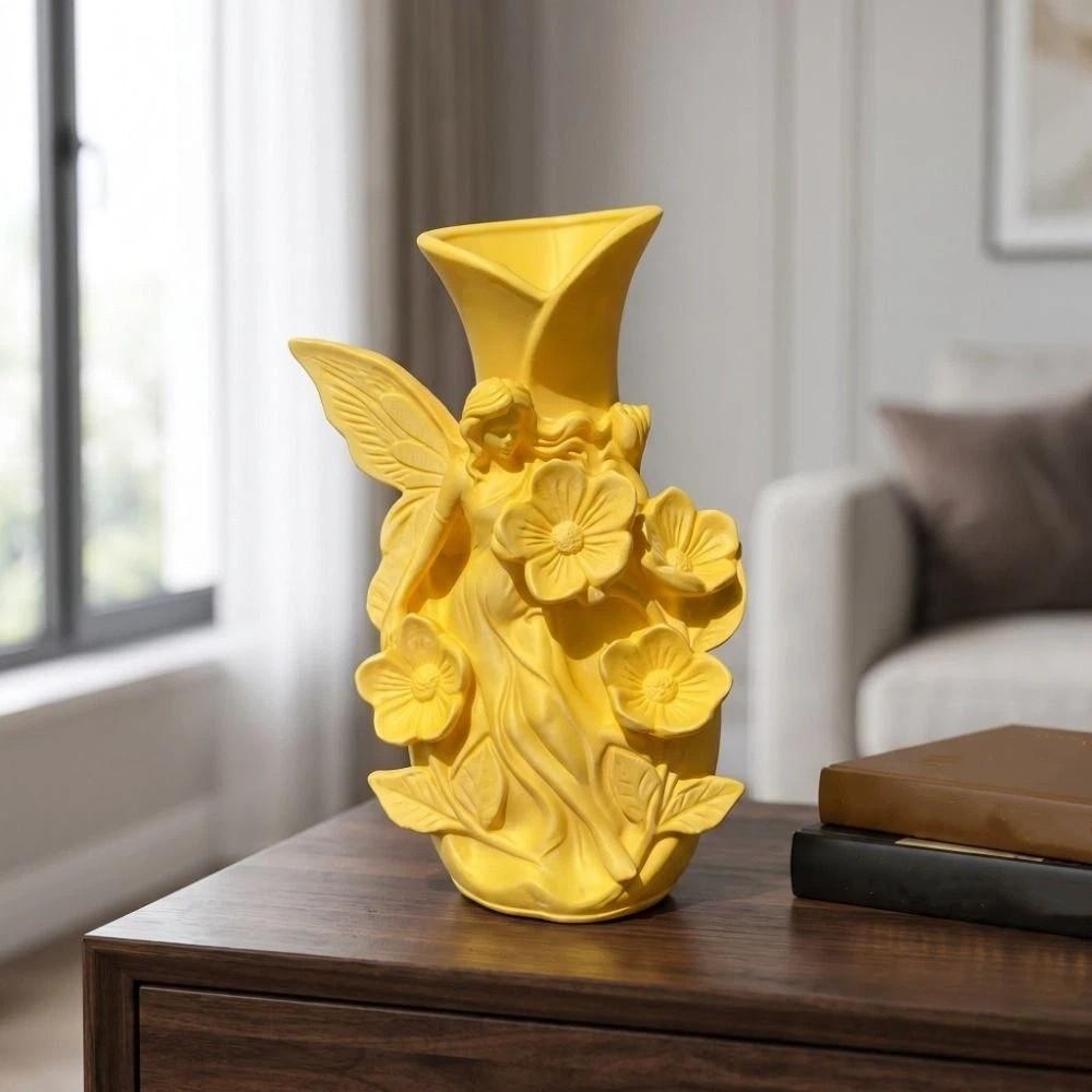Artistic Shape Elf Emboss Vase Flower Arrangement Floral Container Cute Fairy Vase Desktop Decor