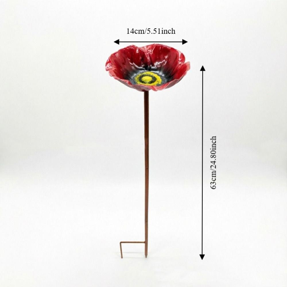 Flower Shaped Bird Bath Stand Metal Bird Water Dispenser Bird Bath Bowls Flower Garden Stake Patio