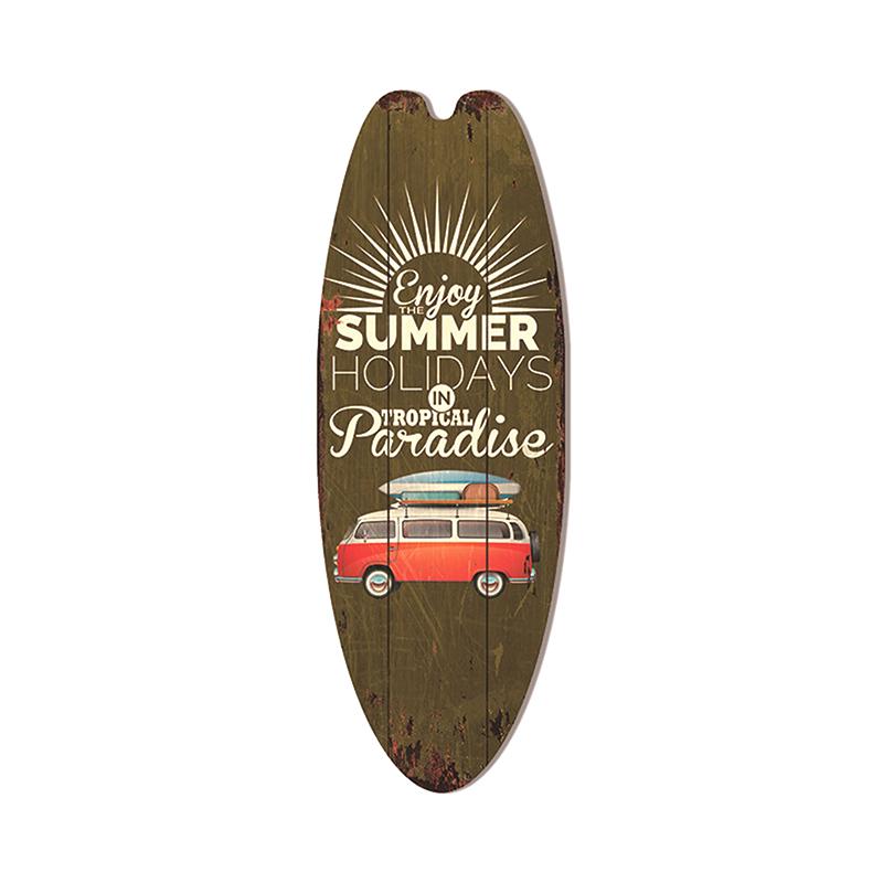 Beach Tiki Bar Surfboard Wooden Sign Plaque Decor For Bathroom Home Wall Plate Poster Vintage Print Wooden Painting Signs
